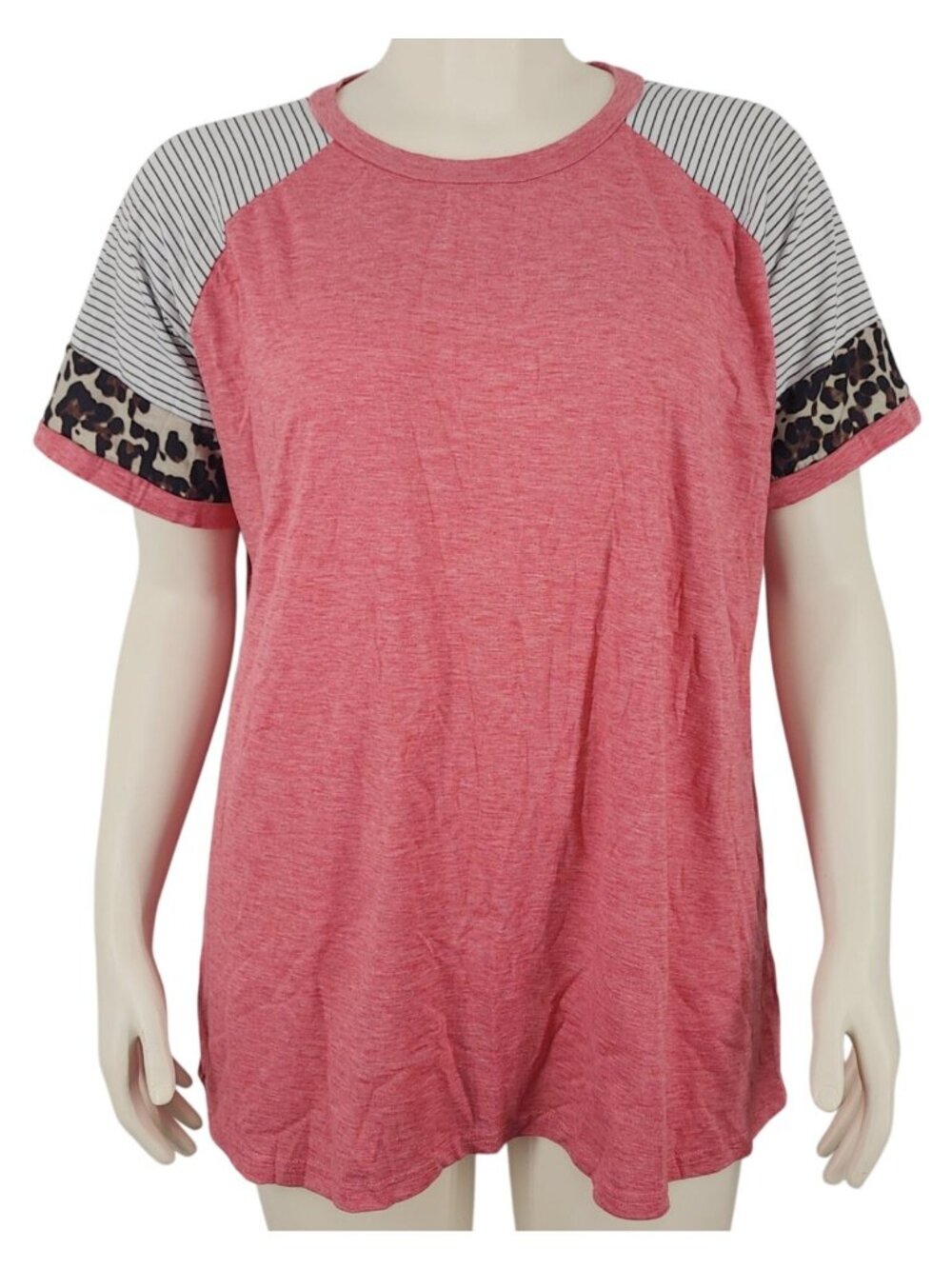 Women's ADIBOSY Ladies Shirt XXL Pink w/ Stripes & Animal Print Blouse Tee